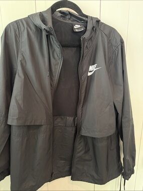 Nike Black Hooded Shell Jacket with White Swoosh